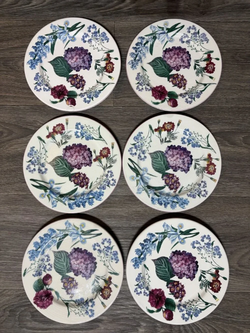 Williams Sonoma RB Bernarda Portugal Floral Salad Plates Hydrangea Set of 6 VTG
